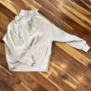 Beige Half-Zip Sweatshirt